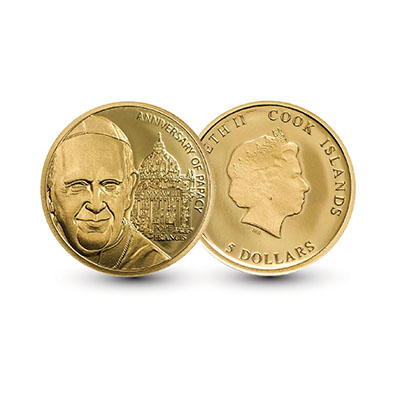  Officiële Gouden Herdenkingsmunt “5 jaar Paus Franciscus” 