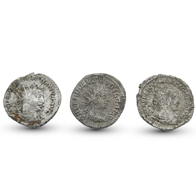 Set van drie Romeinse munten 5