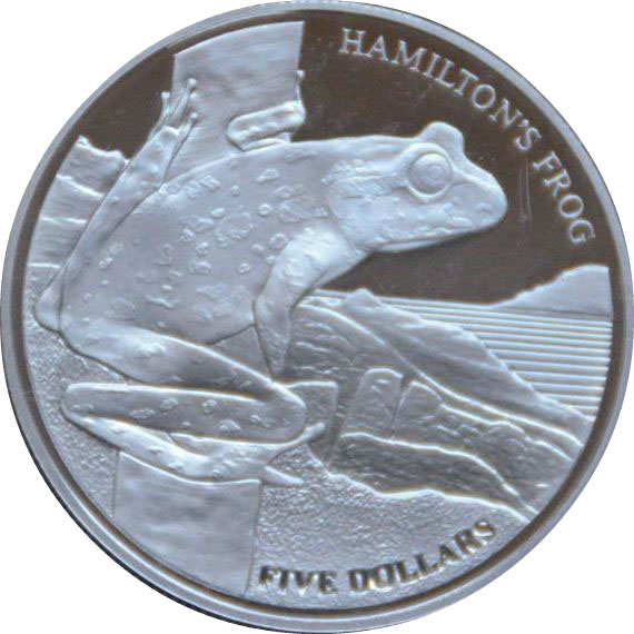 De Nieuw-Zeelandse Hamilton Kikker - 5 Dollar 2008