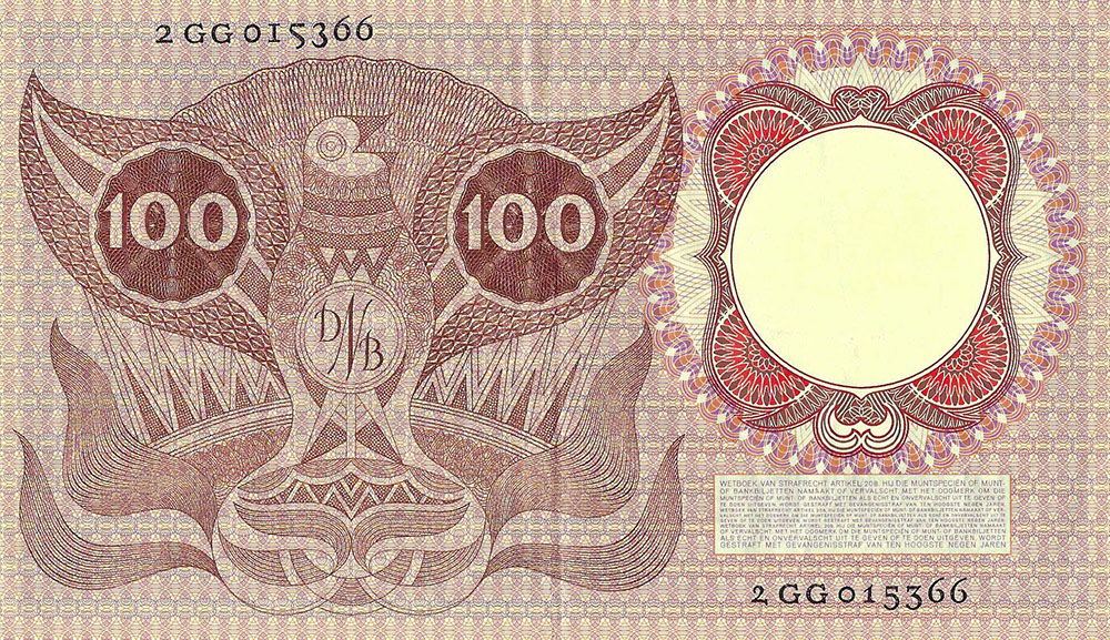 Bankbiljet 100 gulden 1953 Erasmus Prachtig