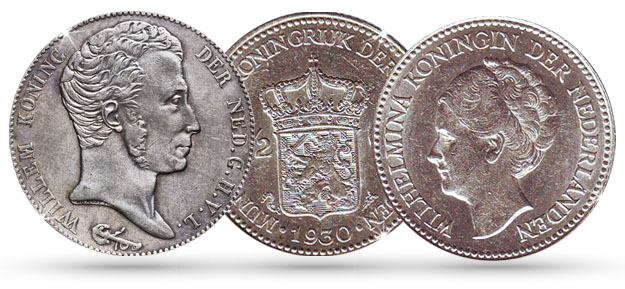 Jubileumset 1/2 Gulden Wilhelmina 1930 + Herslag 1817 Willem I