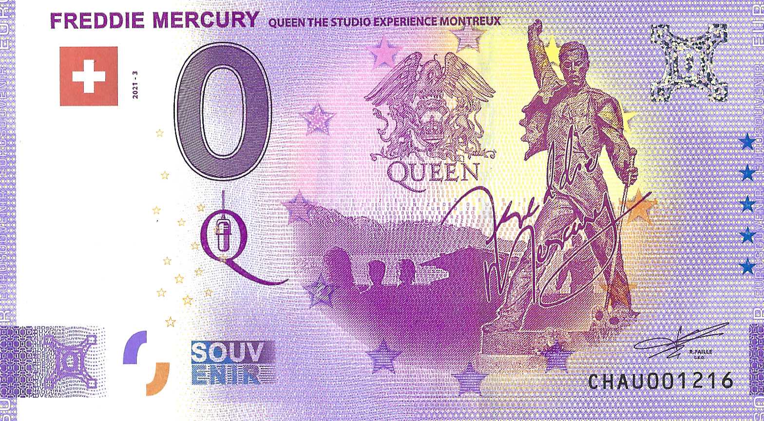0 euro biljet Zwitserland 2021 - Freddie Mercury Montreux 