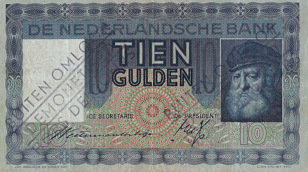 Bankbiljet 10 gulden 1933 De Grijsaard Buiten Omloop Zeer Fraai