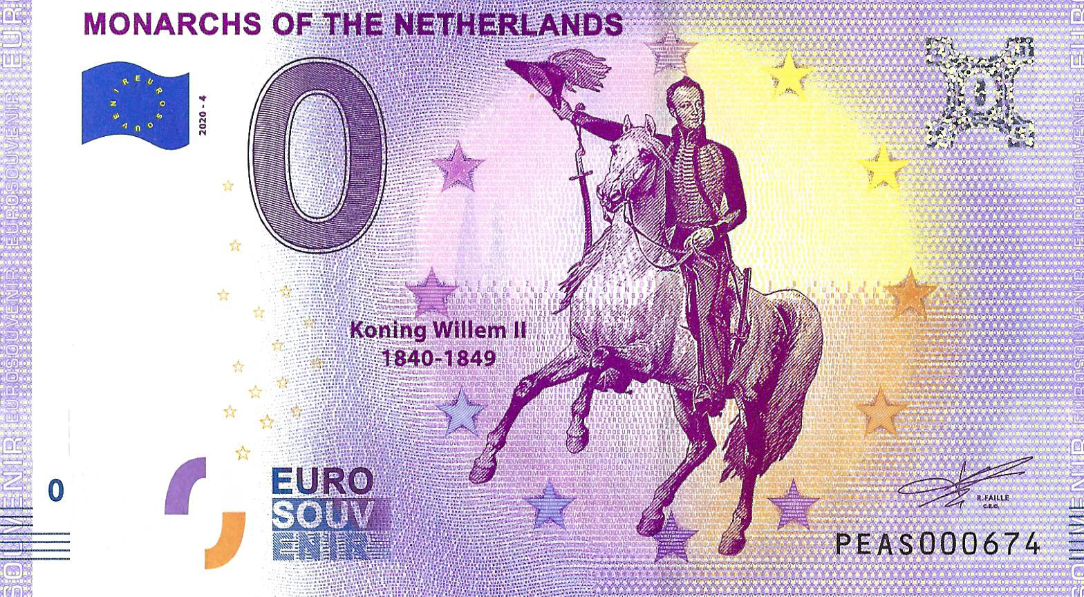 0 euro biljet Nederland 2020 - Vorsten van Nederland - Koning Willem II