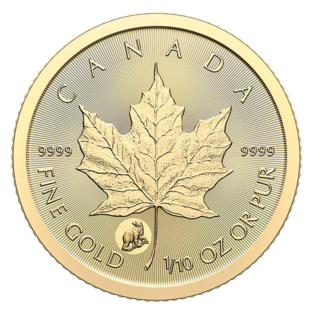 Puur gouden 5 dollar munt Treasured Gold Maple Leaf 2024