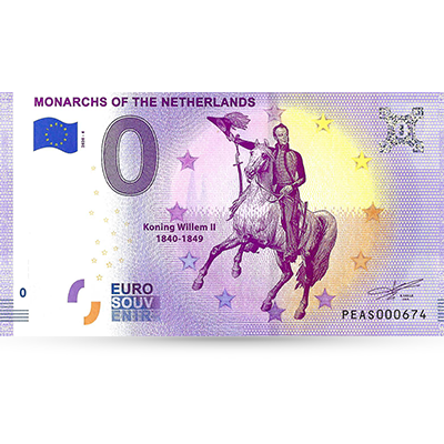 0 euro biljet Nederland 2020 - Vorsten van Nederland - Koning Willem II