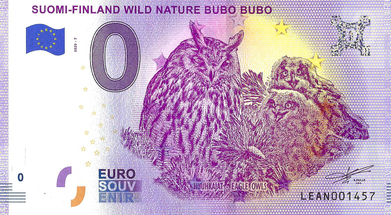 0 euro biljet Finland 2020 -  Wild Nature Bubo Bubo