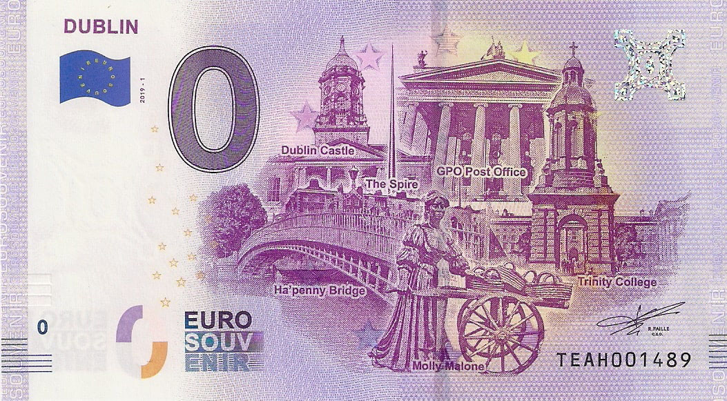0 euro biljet Ierland 2019 Dublin