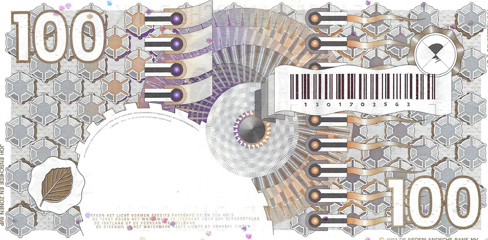 Bankbiljet 100 gulden 1992 Steenuil UNC (kleine c)