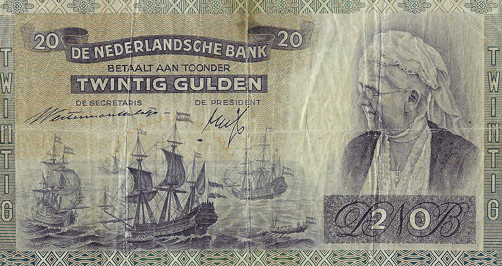 Bankbiljet 20 gulden 1939 Emma Fraai
