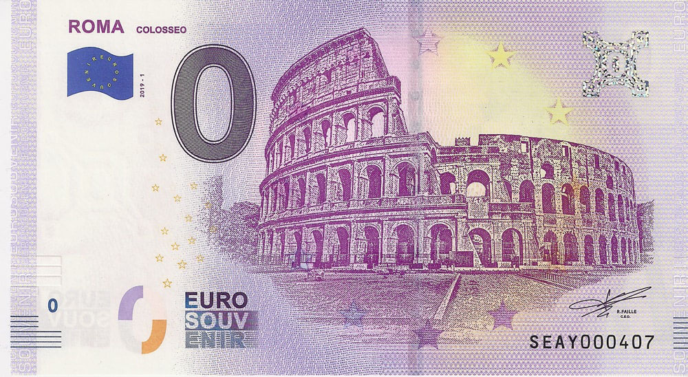 0 euro biljet Italië 2019 -  Roma Colosseo
