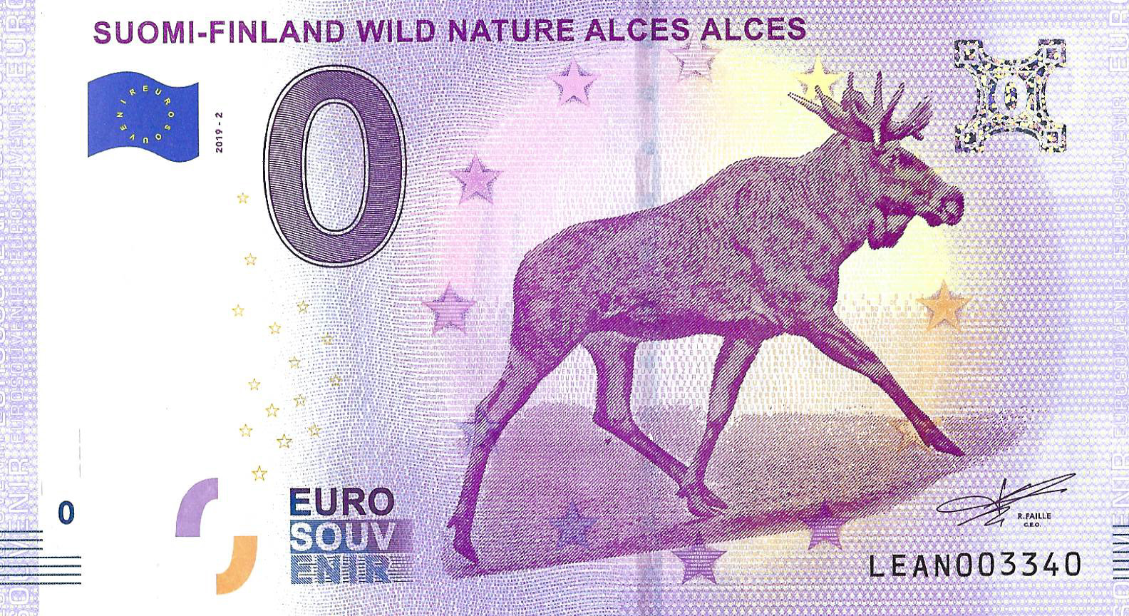0 euro biljet Finland 2019 - Wild Nature Alces Alces