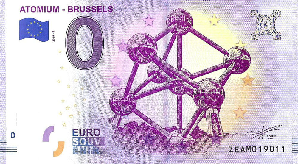 0 euro biljet België 2019 - Atomium Brussels