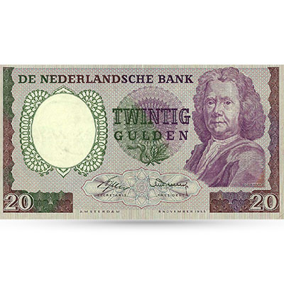 Bankbiljet 20 gulden 1955 Boerhaave Zeer Fraai