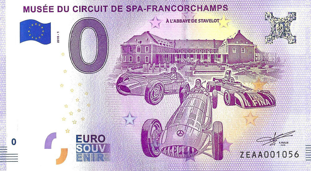 0 euro biljet België 2018 - Musée du Circuit de Spa-Francorchams