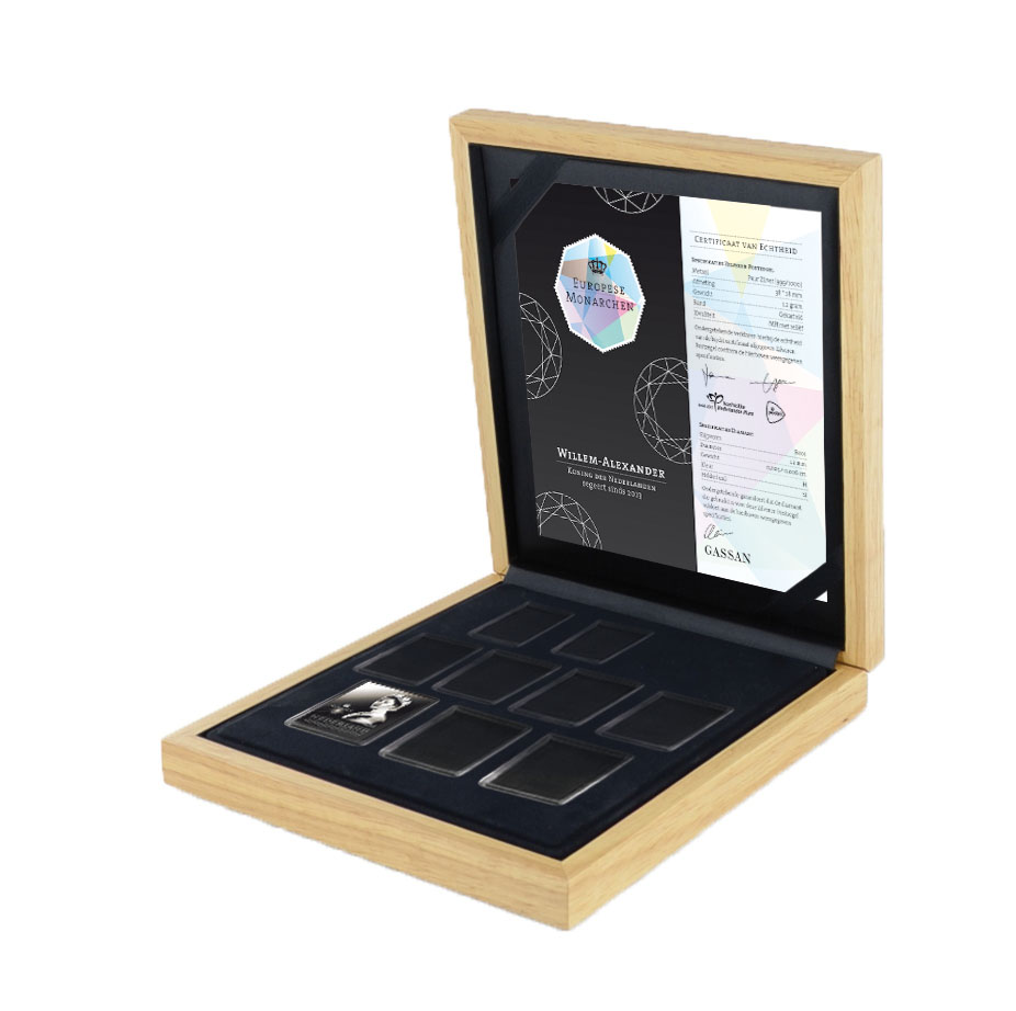 Zilveren Koningin Máxima Herdenkingspostzegel met Diamant 