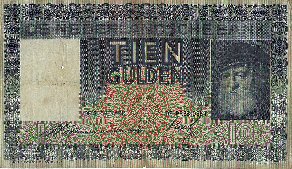 Bankbiljet 10 gulden 1933 Grijsaard Fraai