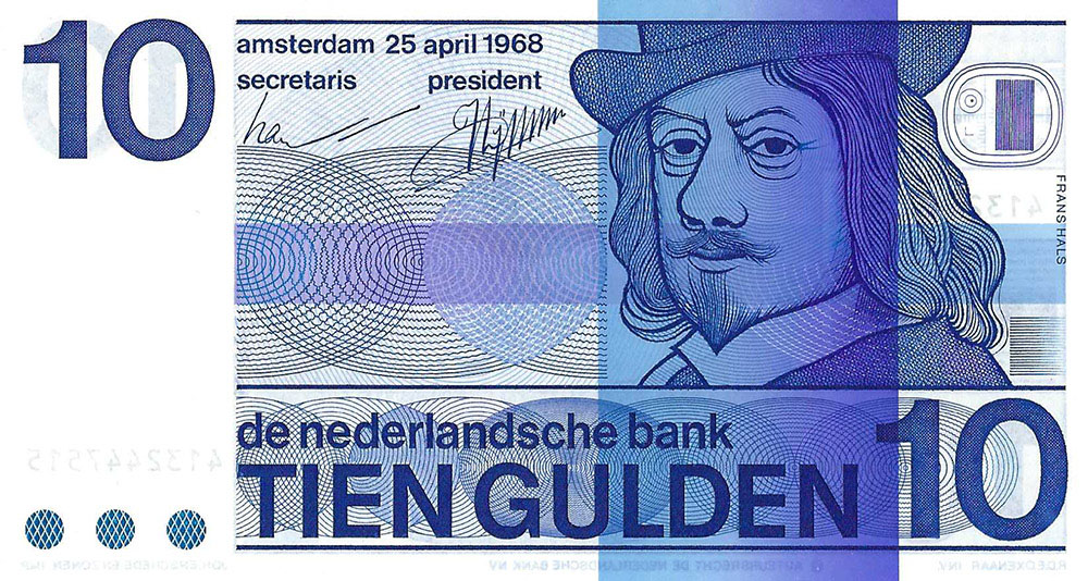 Bankbiljet 10 gulden 1968 Frans Hals Dubbele Ovaal UNC