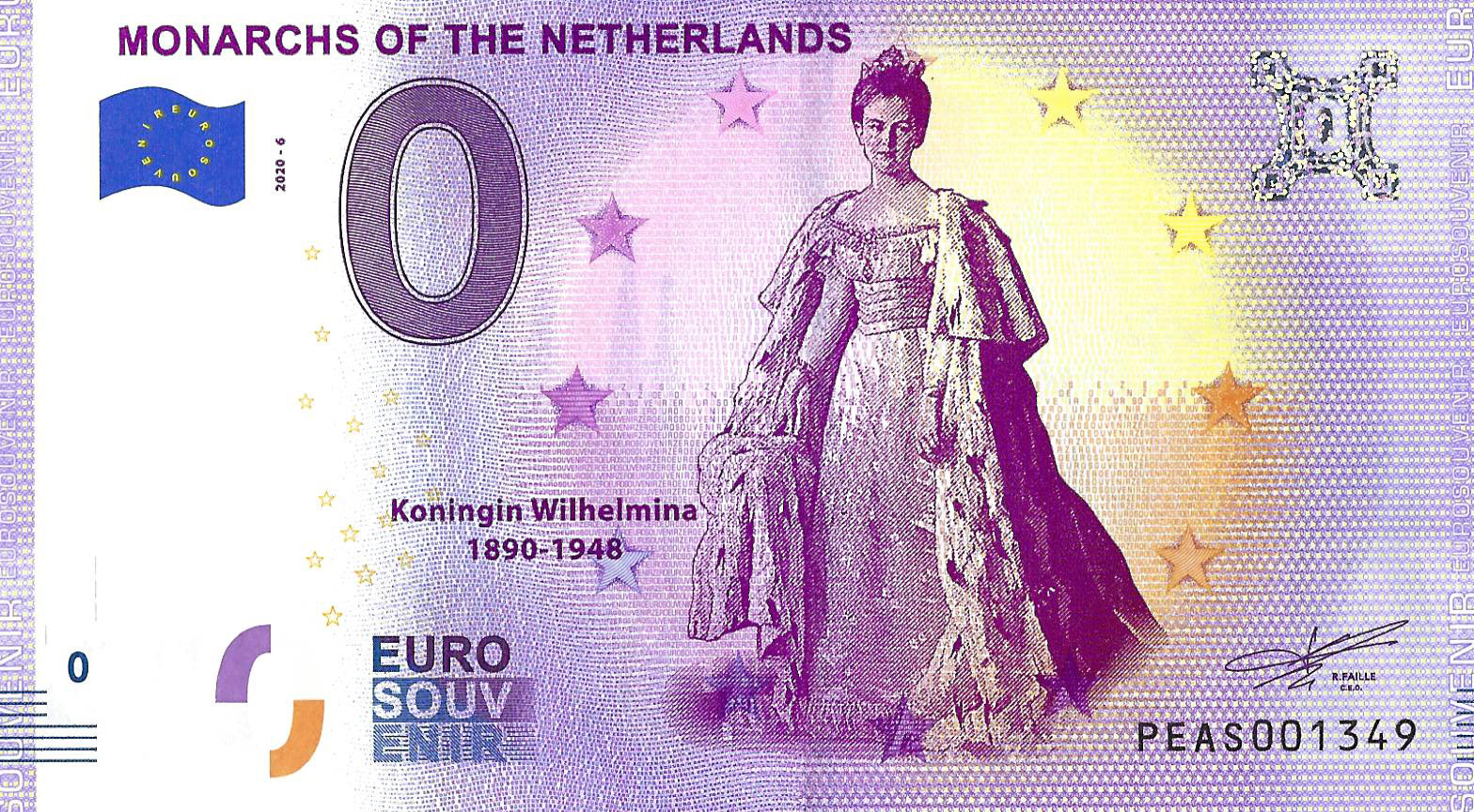 0 euro biljet Nederland 2020 - Vorsten van Nederland - Koningin Wilhelmina