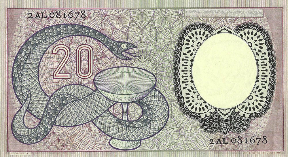 Bankbiljet 20 gulden 1955 Boerhaave Prachtig