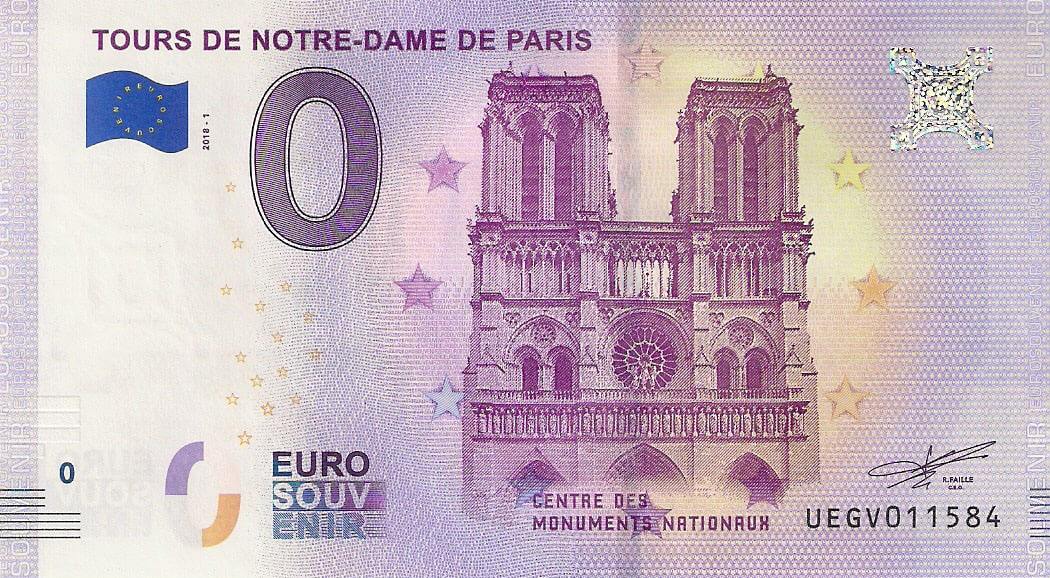 0 euro biljet Frankrijk 2018 - Notre Dame de Paris