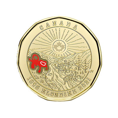 Speciale muntrol 125 jaar Klondike Gold Rush, kleur