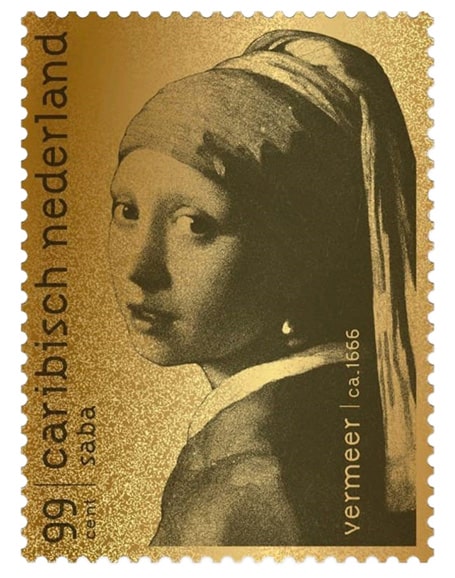 Gouden Postzegel Vermeer - Meisje met de Parel