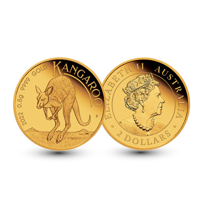 Massief gouden Australische 2 Dollar munt