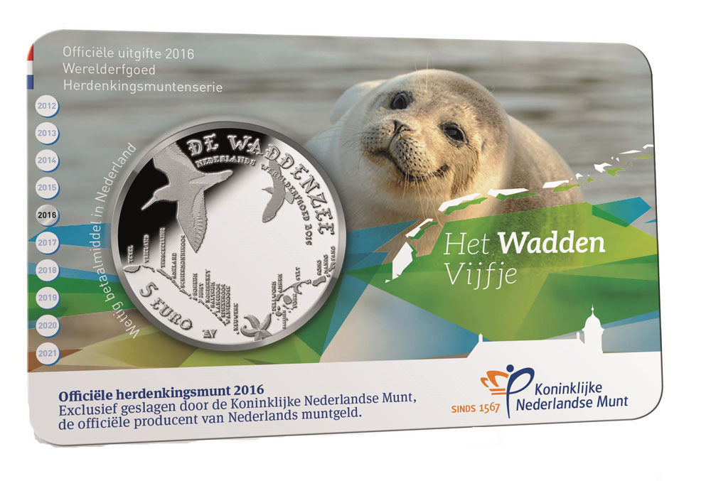 Munt 5 Euro Wadden Vijfje 2016 Coincard