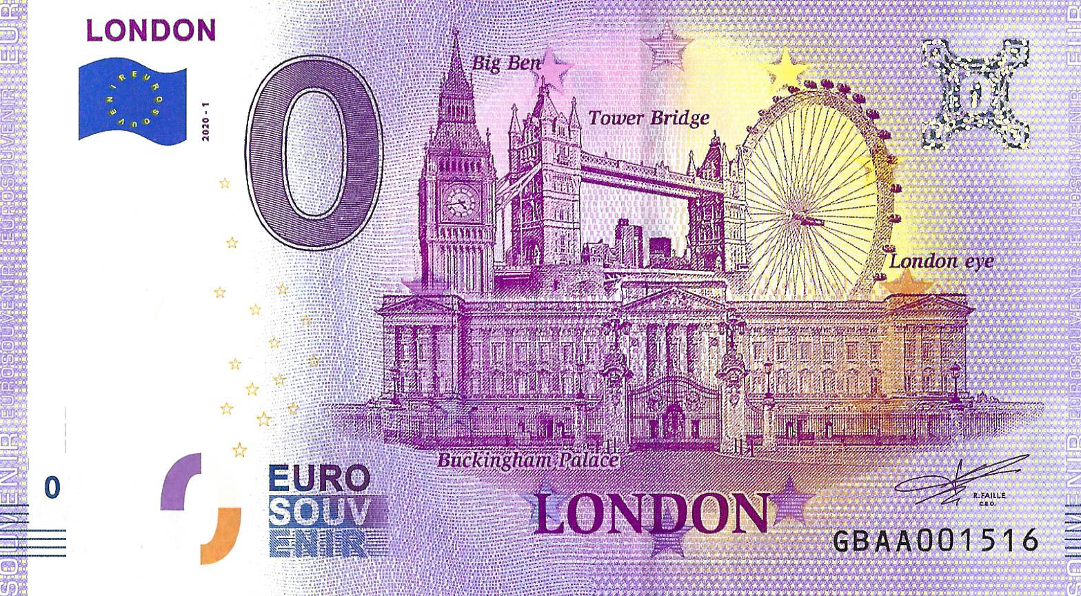 0 euro biljet Engeland 2020 - London