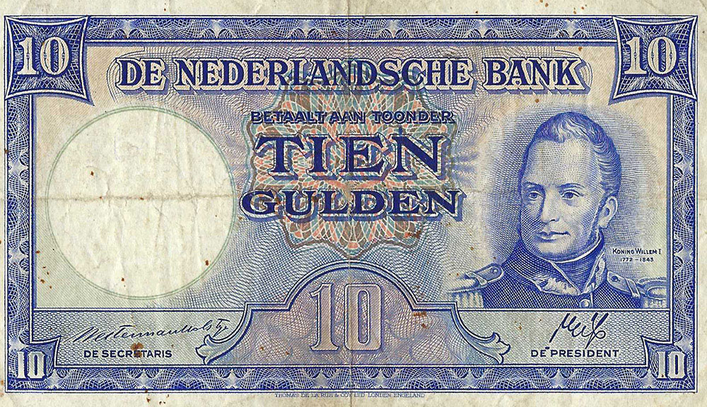 Bankbiljet 10 gulden 1945 II Willem I Heerlense mijn Oranje Nassau I   Fraai