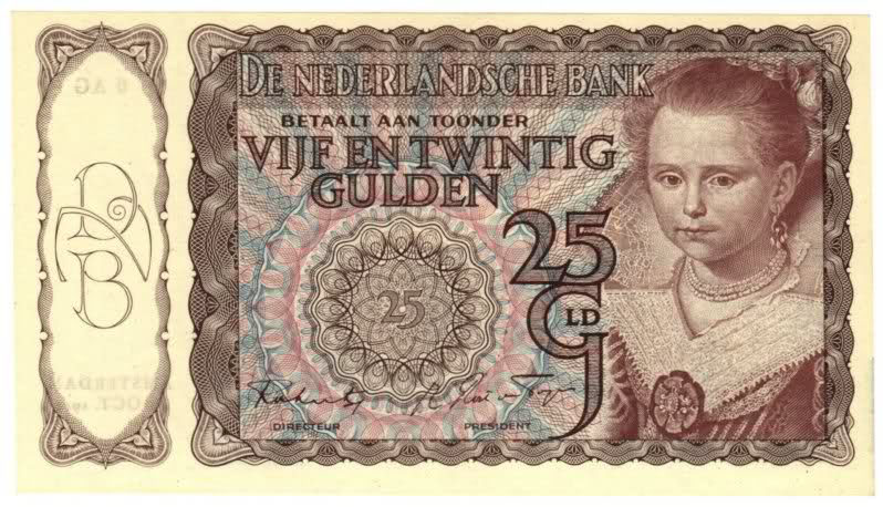 Bankbiljet 25 gulden 1943  I Prinsesje Prachtig