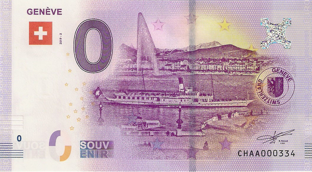 0 euro biljet Zwitserland 2019 Geneve