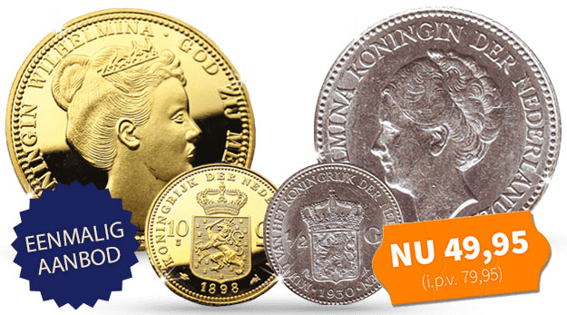 Laatste halve gulden + herslag Kroningstientje Wilhelmina