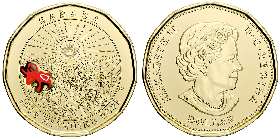 Speciale muntrol 125 jaar Klondike Gold Rush, kleur