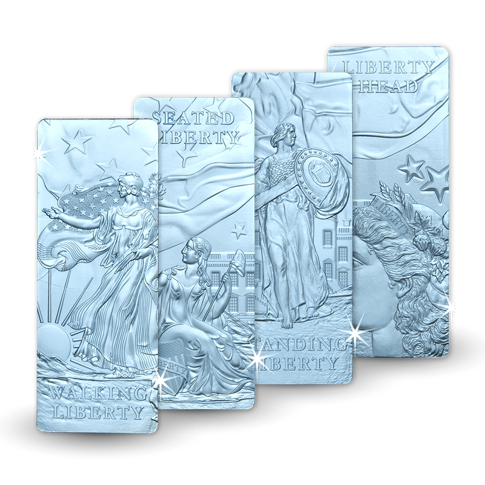Massief Zilveren Lady Liberty in Blue Ice Nano Technologie!