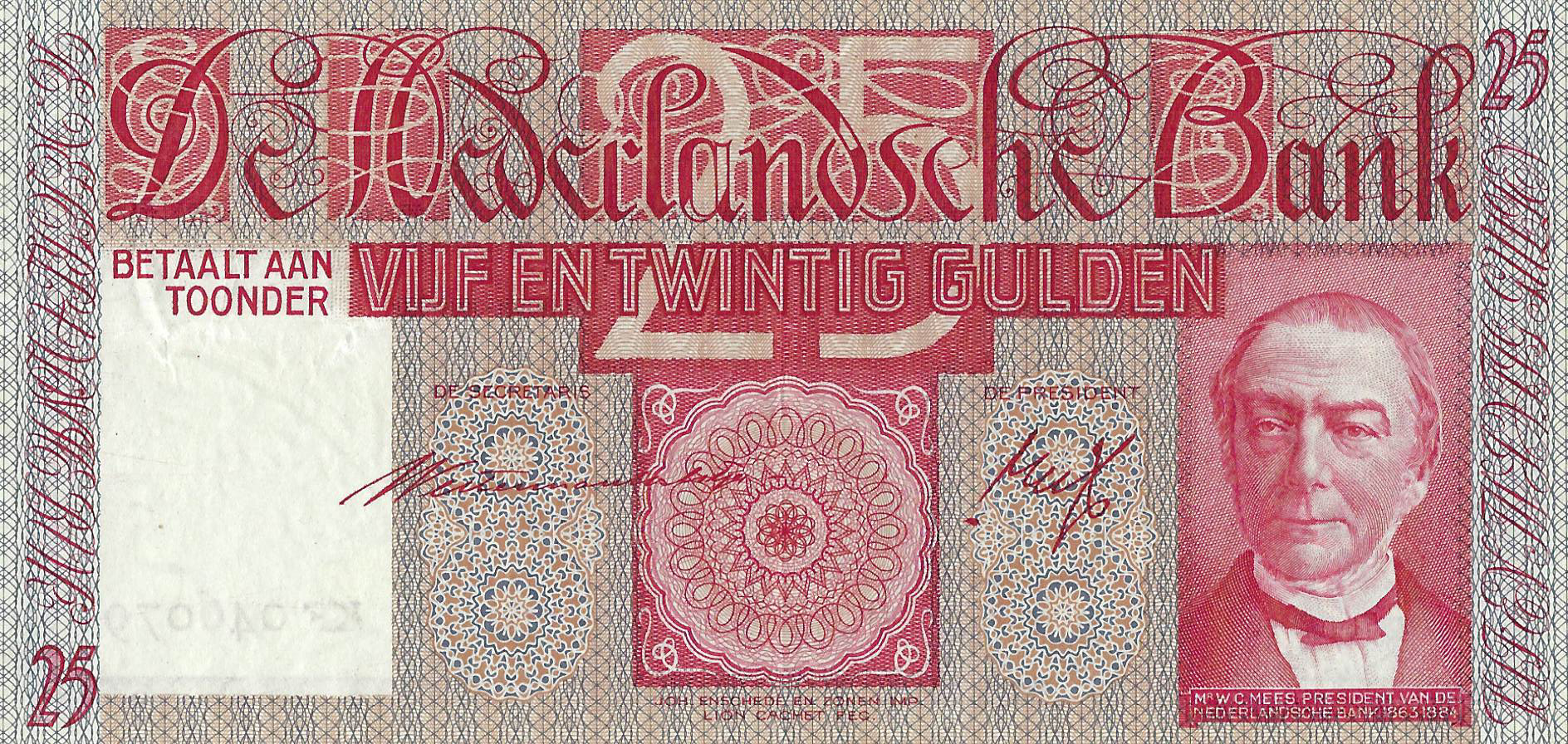 Bankbiljet 25 gulden 1931 Mees Prachtig