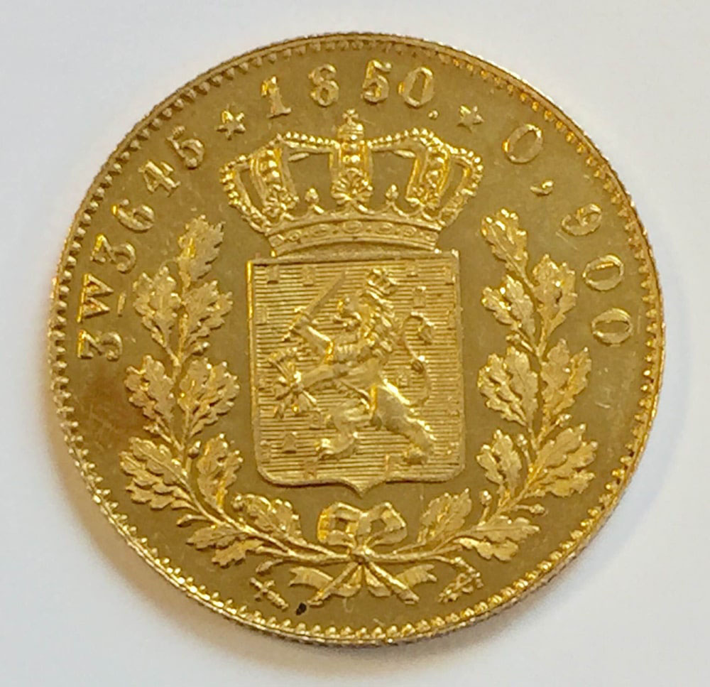 Uiterst zeldzaam! 5 gulden Willem III 1850 Negotiepenning