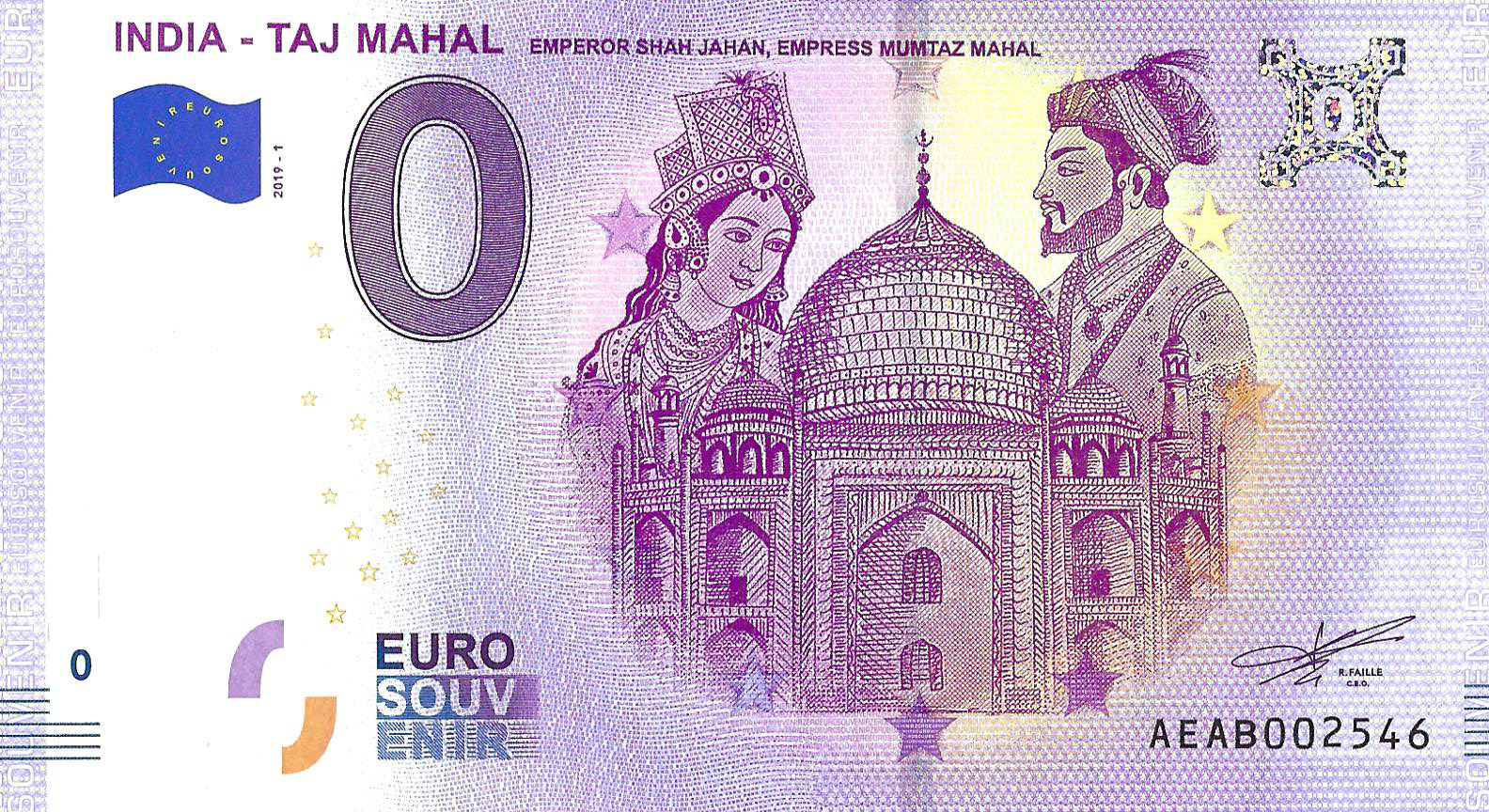 0 euro biljet India 2019 - Taj Mahal