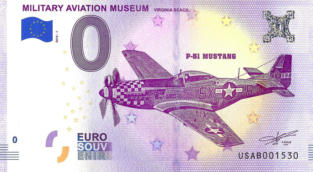 0 euro biljet USA 2018 - Military Aviation Museum