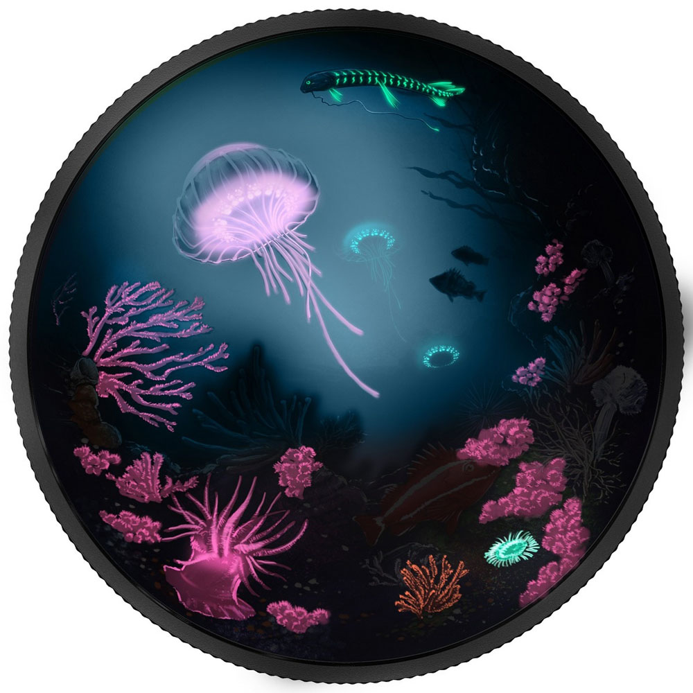 Glow in the dark! 30 Dollar 2016 Canada Underwater Reef met blacklight