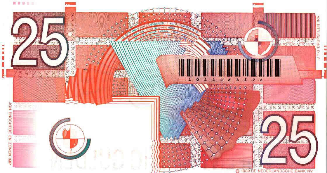 Bankbiljet 25 gulden 1989 'Roodborstje'  Prachtig