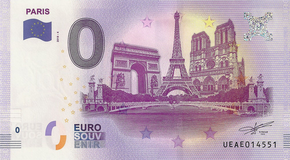 0 euro biljet Frankrijk 2018 - Paris
