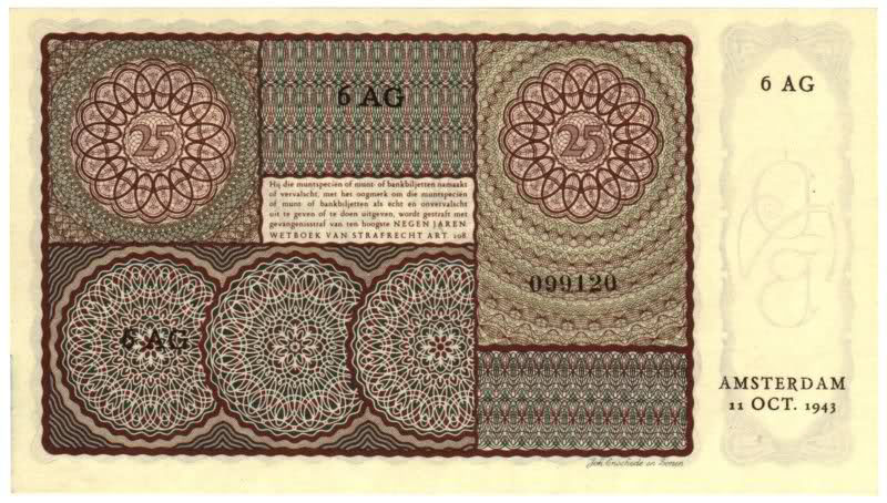 Bankbiljet 25 gulden 1943  I Prinsesje Prachtig