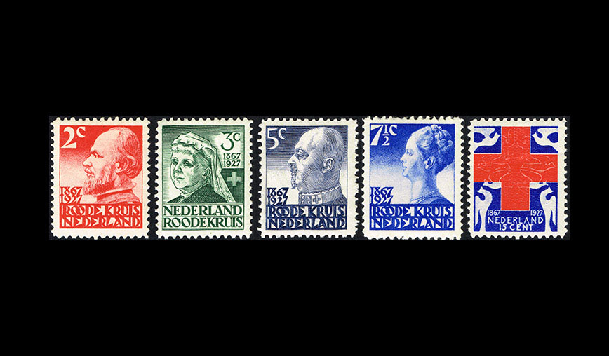 Eerste serie Rode Kruis postzegels Nederland 1927