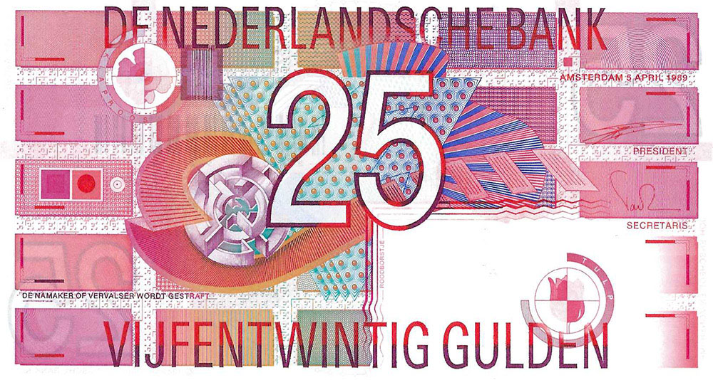 Bankbiljet 25 gulden 1989 'Roodborstje' UNC