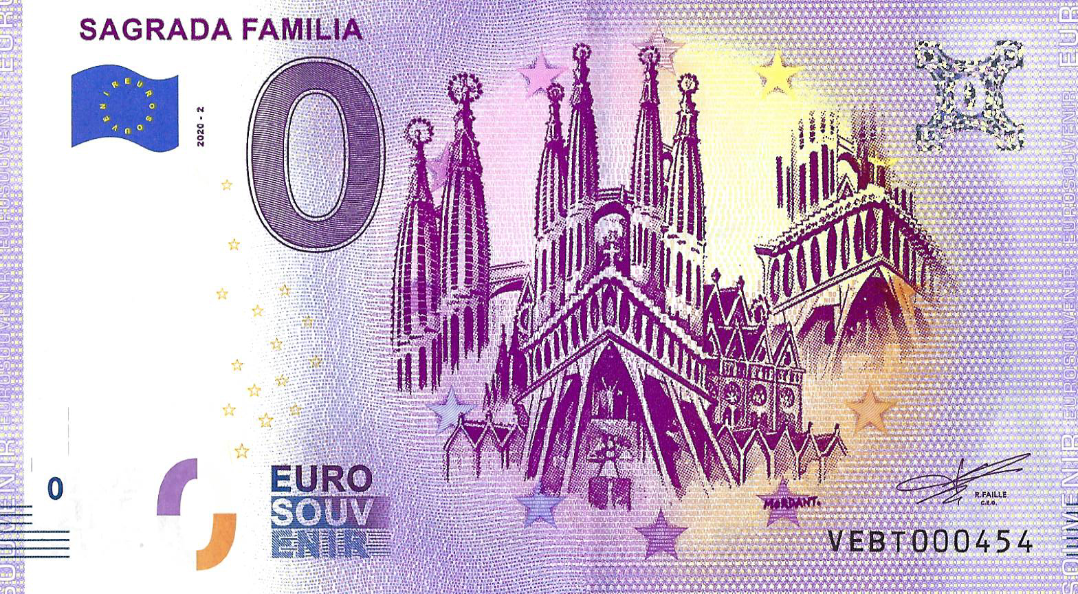 0 euro biljet Spanje 2020 - Sagrada Familia