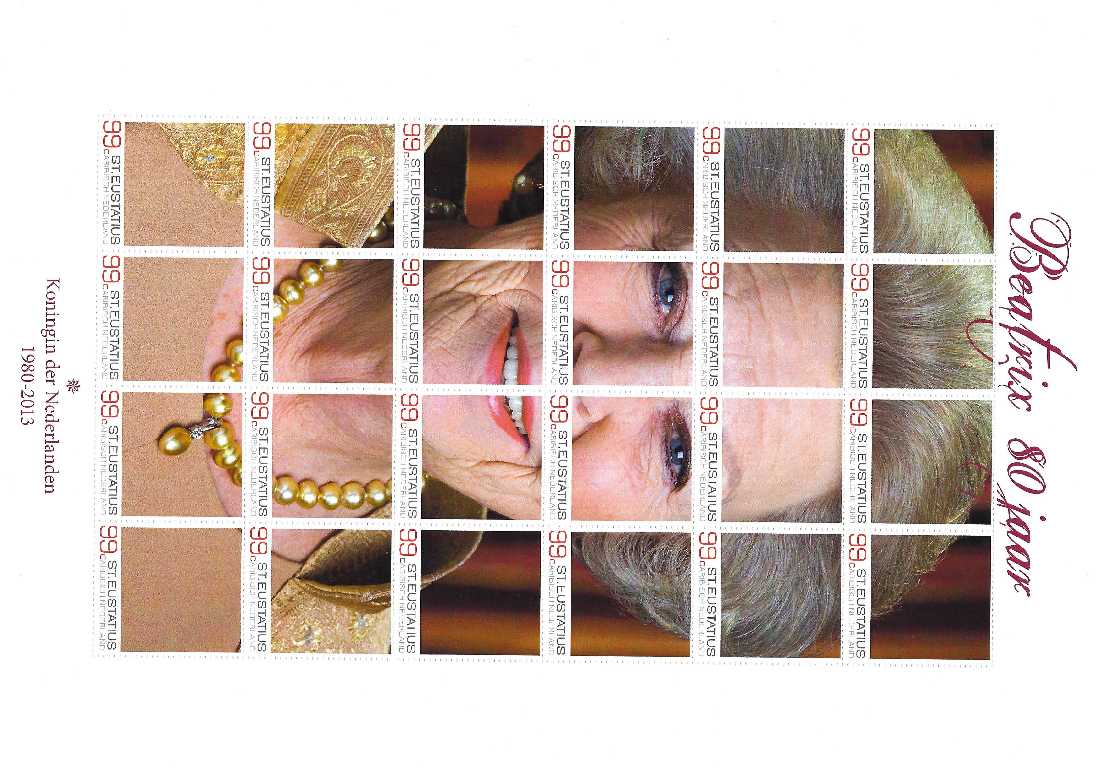 Postzegelvel Caribisch NL Beatrix 80 jaar