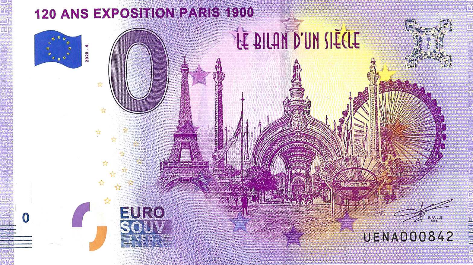 0 euro biljet Frankrijk 2020 - 120 ans Exposition Paris 1900