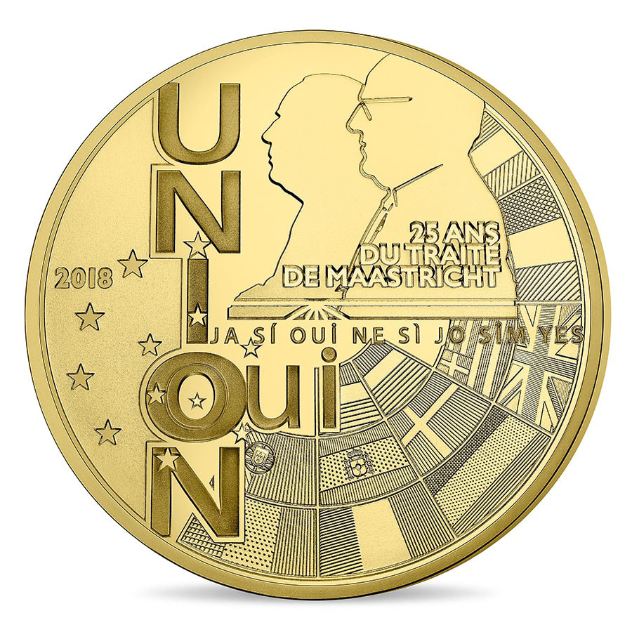 24K Gouden Euro Herdenkingsmunt 25 jaar Verdrag van Maastricht